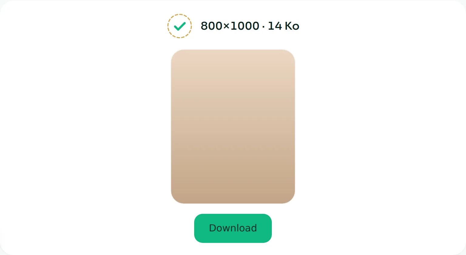 FileNorm's resize tool result showing an image resized to exactly 800x1000 pixels at 14 KB